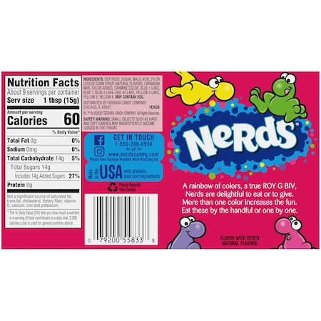 Nestle Nestle Rainbow Nerds 5 oz. Box, PK12 00079200674380U